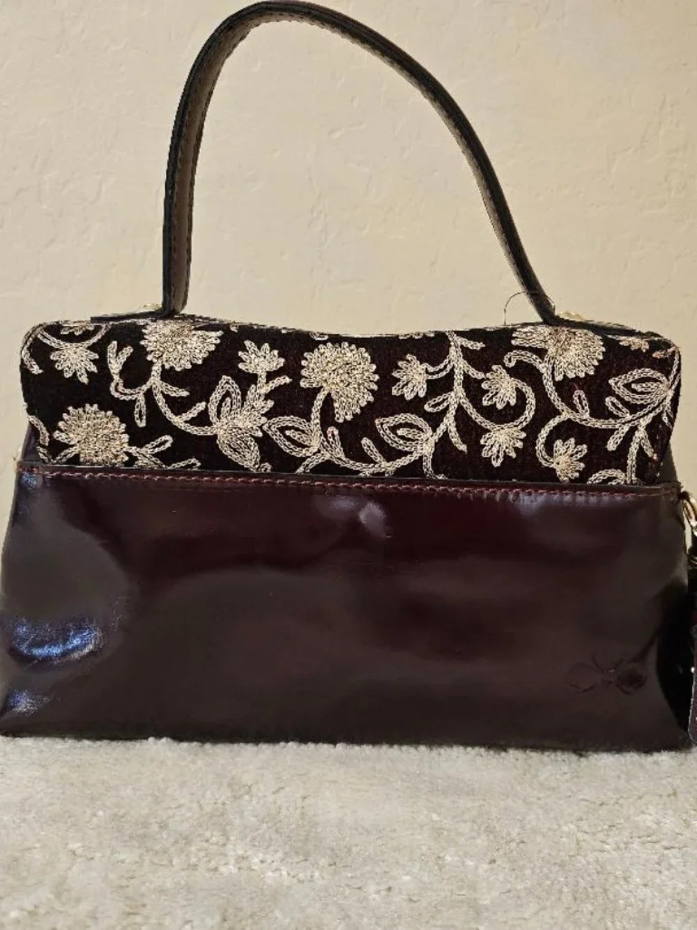 Patricia Nash Velvet Golden Embroidery satchel